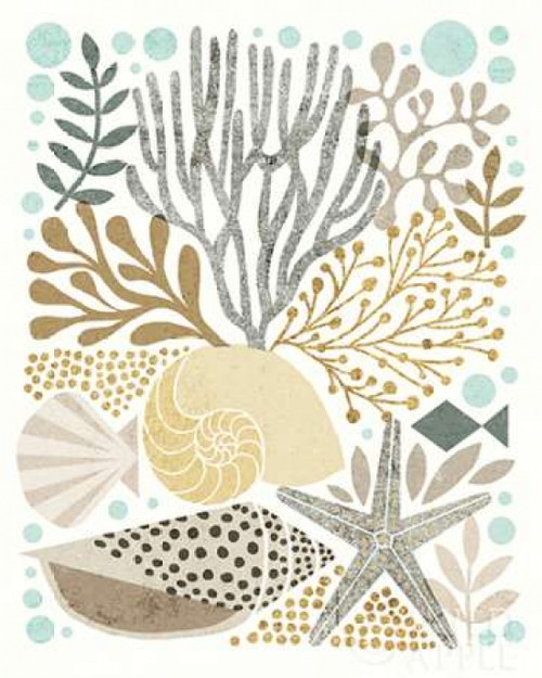 Under Sea Treasures VI Gold Neutral Poster Print by Michael Mullan - Item # VARPDX23223 Under Sea Treasures VI Gold Neutral Poster Print by Michael Mullan - Item # VARPDX23223
