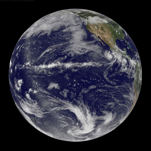 Satellite image of Earth centered over the Pacific Ocean on June 17, 2010. Poster Print