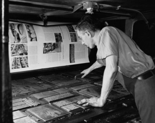 Side profile of a male worker in a printing press Poster Print - Item # VARSAL2555946
