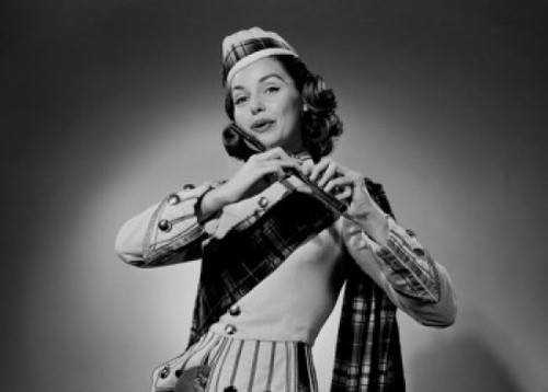 Young woman wearing period costume playing flute Poster Print - Item # VARSAL255420091