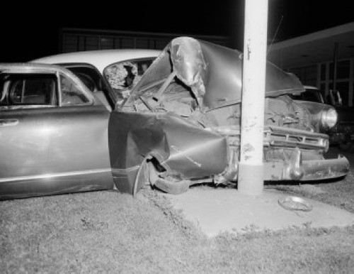 USA  Massachusetts  Worcester  Car crash scene at night Poster Print - Item # VARSAL255424322