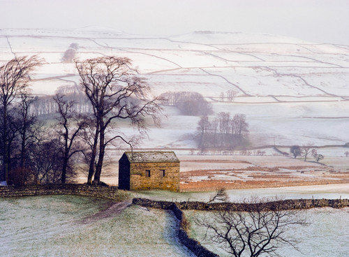 Snowy Landscape With Barn, Elevated View PosterPrint - Item # VARDPI1891677