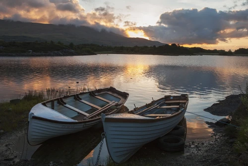 Boats at lakeshore of Lough Corrib near Cong; Connemara, County Galway, Ireland PosterPrint - Item # VARDPI2429607
