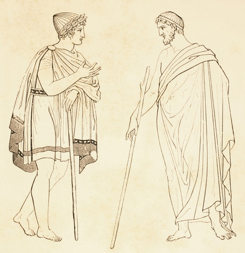 Ancient Athenians Exchanging Philosophical Ideas. From El Mundo Ilustrado, Published Barcelona, 1880. PosterPrint - Item # VARDPI1958200