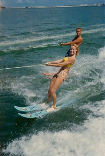 Young couple waterskiing in the sea Poster Print - Item # VARSAL3493402519