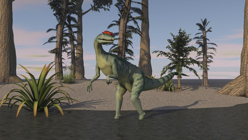 Dilophosaurus standing in shallow water Poster Print - Item # VARPSTKVA600119P