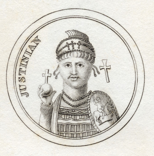 Justinian I Or Justinian The Great Flavius Petrus Sabbatius Justinianus 482 _ 565 Eastern Roman Emperor From The Book Crabbs Historical Dictionary Published 1825 PosterPrint - Item # VARDPI1855637