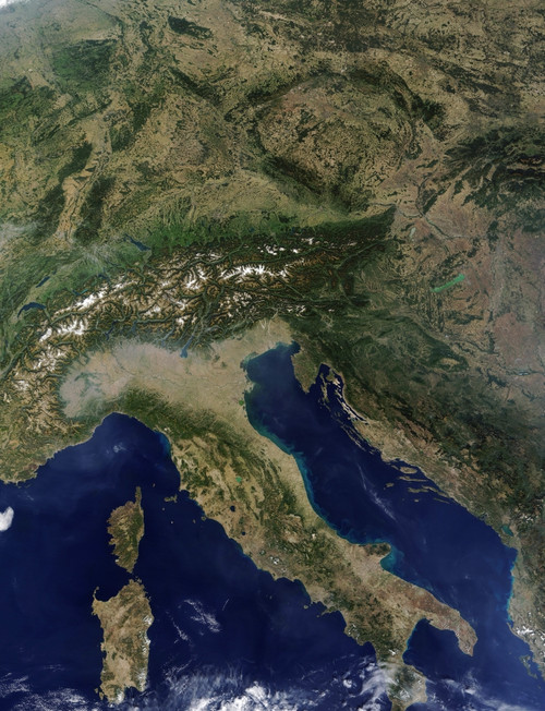Satellite view of Italy Poster Print - Item # VARPSTSTK200405S