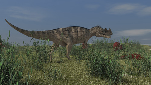 Ceratosaurus hunting in prehistoric grasslands Poster Print - Item # VARPSTKVA600310P