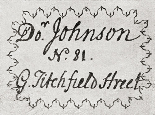 Dr. Samuel Johnson's Visiting Card. From The Strand Magazine Published 1897. PosterPrint - Item # VARDPI2220855