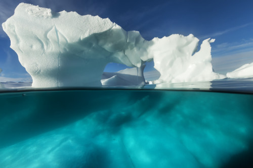 Antarctica, Underwater view of arched Iceberg floating near Enterprise Island on sunny spring morning along Antarctic Peninsula PosterPrint - Item # VARDPI2429443