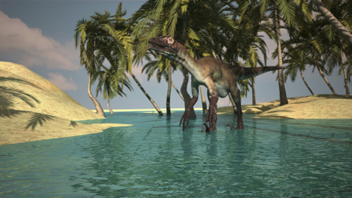 Utahraptor roaming a tropical environment Poster Print - Item # VARPSTKVA600585P