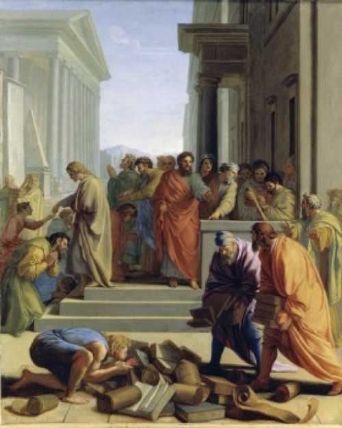 Saint Paul Preaching in Ephesus   1649  Eustache Le Sueur   Oil on wood panel  Musee du Louvre  Paris Poster Print - Item # VARSAL900102313