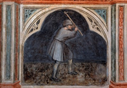 The Digger  Artist Unknown  Fresco  Palazzo della Ragione  Padua  Italy Poster Print - Item # VARSAL263553