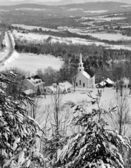 USA  Vermont   Waterford  snow covered pines and church Poster Print - Item # VARSAL255424039