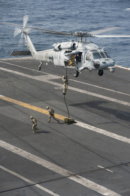 Soldiers rappel from an MH-60S Sea Hawk helicopter Poster Print - Item # VARPSTSTK107823M