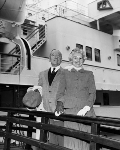 Portrait of senior couple by cruise ship  smiling Poster Print - Item # VARSAL2559962