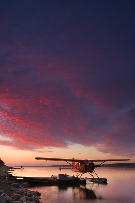 Floatplane And Sunset Over The Mackenzie River, Fort Simpson, Northwest Territories PosterPrint - Item # VARDPI2026241
