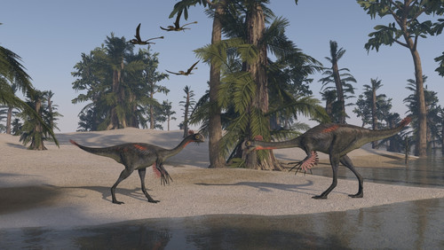 Two Gigantoraptors on the shoreline Poster Print - Item # VARPSTKVA600705P