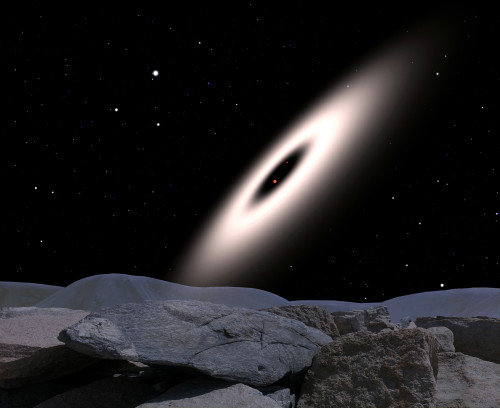 A protoplanetary disk around a pair of red dwarf stars Poster Print