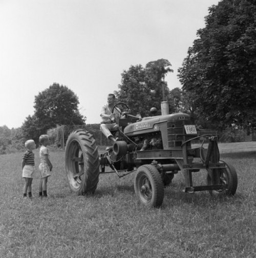 Father with two sons working on field Poster Print - Item # VARSAL255421017