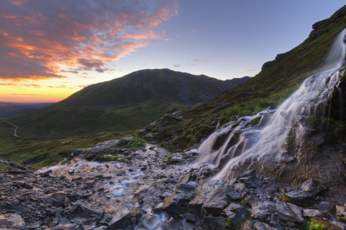 Scenic sunset view of a waterfall at Summit Lake State Recreation Site, Hatcher Pass, Southcentral Alaska, Summer PosterPrint - Item # VARDPI2383603