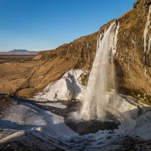 Seljalandsfoss Waterfall in the Winter  Iceland Poster Print by Panoramic Images (12 x 12) - Item # PPI158729