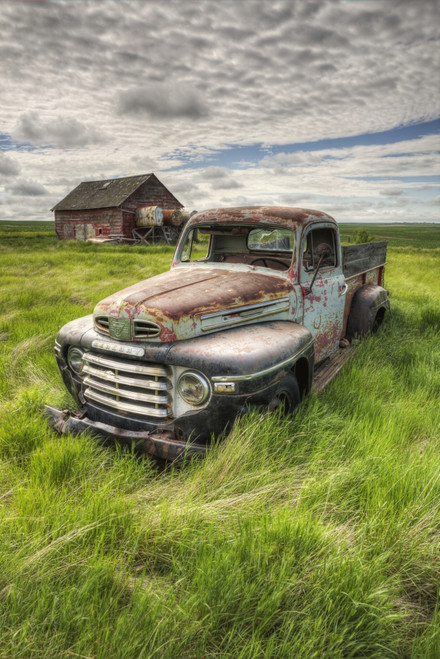 HDR image of an abandoned truck in a rural area; Saskatchewan, Canada PosterPrint - Item # VARDPI12253137