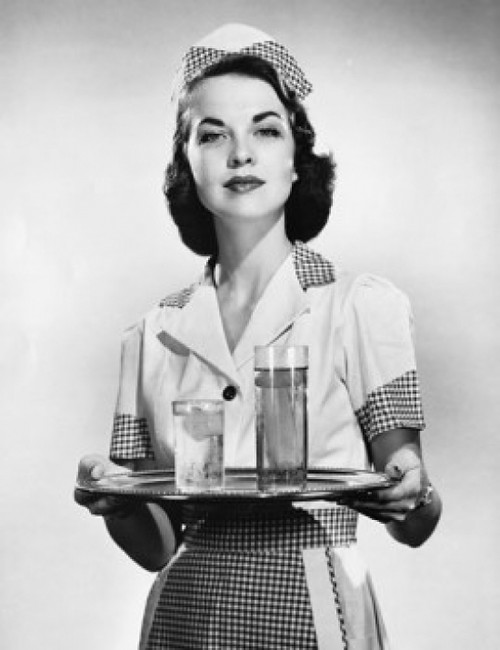 Portrait of a waitress holding a tray of drinks Poster Print - Item # VARSAL2555845