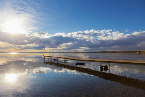 A Dock Leading Out Into The Lake At Sunrise; Pigeon Lake, Alberta, Canada PosterPrint - Item # VARDPI2077541