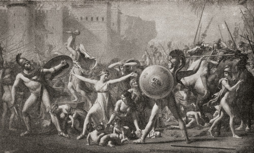 The Intervention of the Sabine Women, after the painting by Jacques-Louis David. From Illustrierte Sittengeschichte vom Mittelalter bis zur Gegenwart by Eduard Fuchs, published 1909. PosterPrint - Item # VARDPI2430195