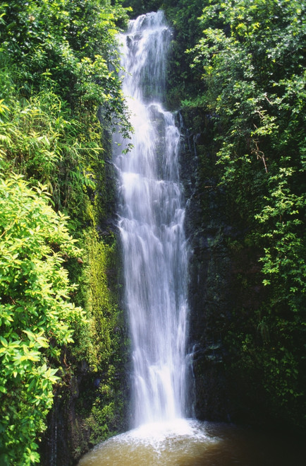 Hawaii, Maui, Hana, Wailua Falls Valley, Waterfall Surrounded By Lush Greenery PosterPrint - Item # VARDPI1993752