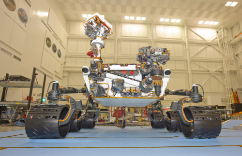 Mars Science Laboratory rover, Curiosity, during mobility testing. Poster Print - Item # VARPSTSTK203810S
