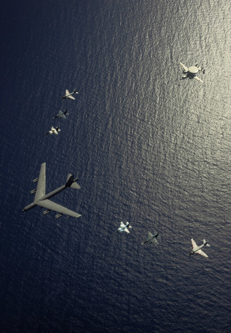 A U.S. Air Force B-52 Stratofortress aircraft leads a formation of aircraft Poster Print - Item # VARPSTSTK103731M