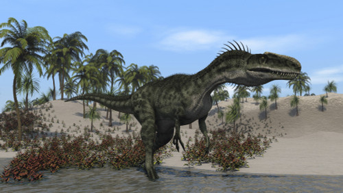 Monolophosaurus walking along shallow water Poster Print - Item # VARPSTKVA600163P