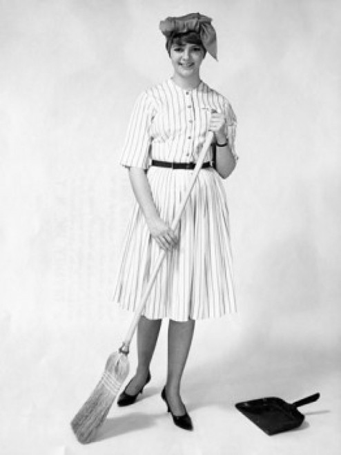 Portrait of a young woman holding a broom stick Poster Print - Item # VARSAL2551481