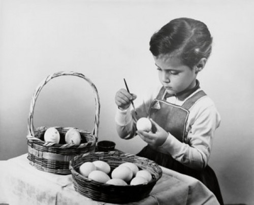 Girl painting an Easter egg Poster Print - Item # VARSAL25539933
