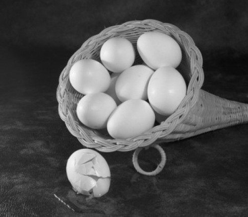 Eggs in the basket  on the foreground broken egg Poster Print - Item # VARSAL255417422