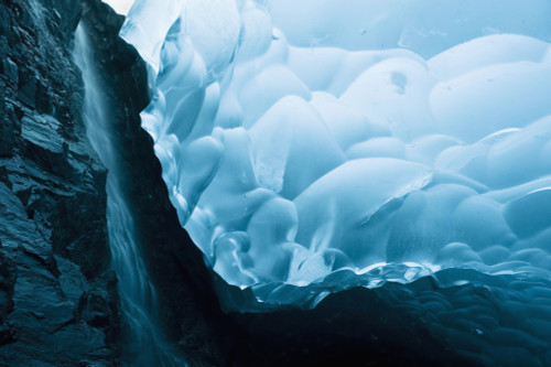 A Waterfall Trickles Its Way Down The Rock Face Of An Ice Cave Inside The Mendenhall Glacier, Juneau, Southeast Alaska, Summer PosterPrint - Item # VARDPI2093607