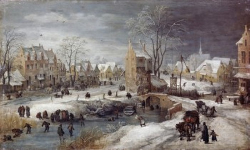 A Village In Winter   Joos de Momper the younger  Oil On Board Poster Print - Item # VARSAL9003563