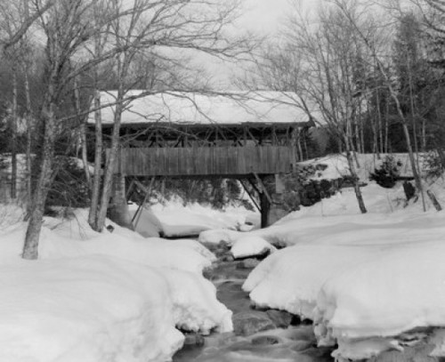 USA  New Hampshire  Franconia Notch  Flume Gorge  Old covered bridge over Pemigewasset River Poster Print - Item # VARSAL255418772