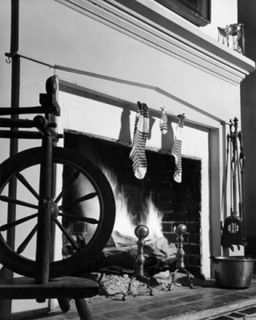 Christmas stockings hanging on a fireplace Poster Print - Item # VARSAL25510454