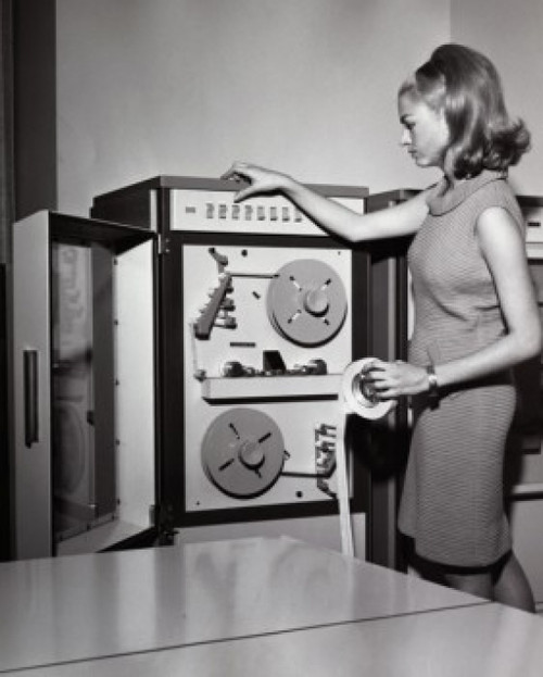 Side profile of a technician working on a computer Poster Print - Item # VARSAL25525210