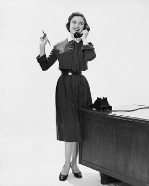 Businesswoman talking on the telephone and smiling Poster Print - Item # VARSAL2559257