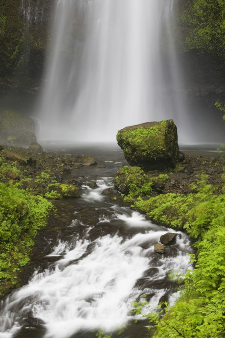 Lower Section Of Multnomah Falls With Moss Covered Rock; Oregon, United States of America PosterPrint - Item # VARDPI1965177