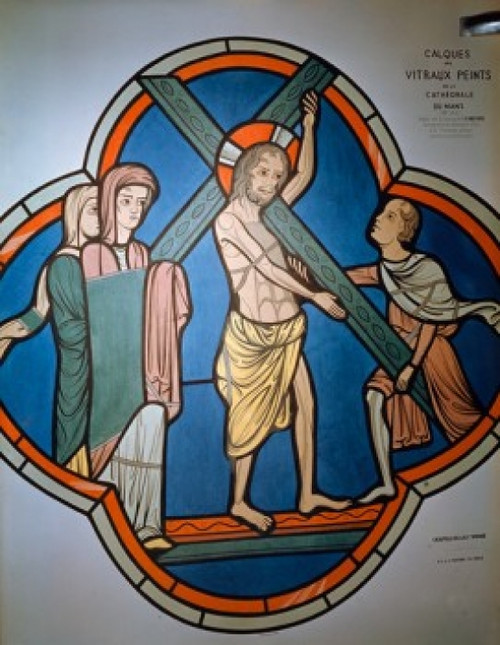 Christ Carrying Cross  stained glass  12th Century Poster Print - Item # VARSAL9008292