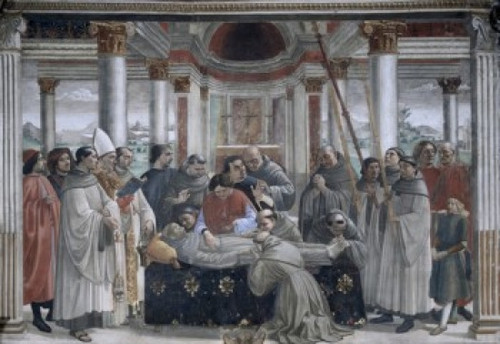 Death of Saint Francis by Domenico Ghirlandaio   fresco     Italy   Florence   Saint Trinity Church   Sassetti Chapel Poster Print - Item # VARSAL263667