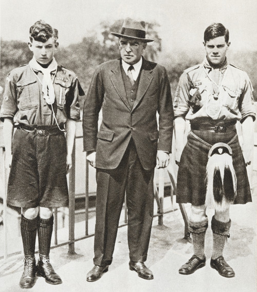 Sir Ernest Henry Shackleton Seen Here With The Two Boy Scouts, Norman Mooney (Left) And James William Slessor Marr (Right), Who Accompanied Him On The Shackleton PosterPrint - Item # VARDPI2220753