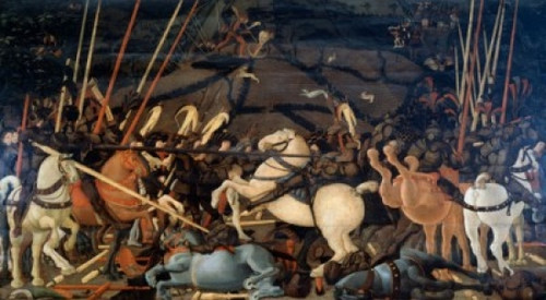 Battle of San Romano   ca. 1455  Paolo Uccello  Tempera on wood panel  Galleria degli Uffizi  Florence  Italy Poster Print - Item # VARSAL263648