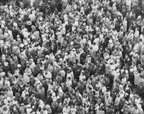 High angle view of a crowd Poster Print